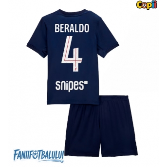 Paris Saint-Germain Lucas Beraldo #4 Echipament de Fotbal Replică 2025-26 Copii Acasa (+ Șorturi)